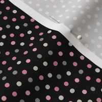 Pink and Gray Confetti Dots on Black 