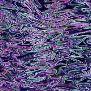 ZGZG3C - - Medium -  Fluid Organic Blender in Variegated Purple and Aqua Squiggles on a Dark Ground