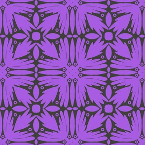 Floral Tile Plum Purple and Dark Grey