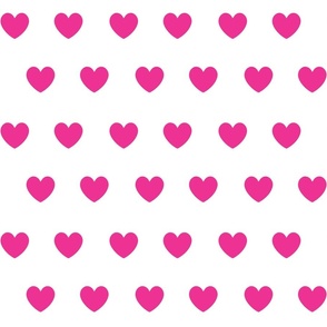Hot Pink Hearts Fabric, Wallpaper and Home Decor | Spoonflower