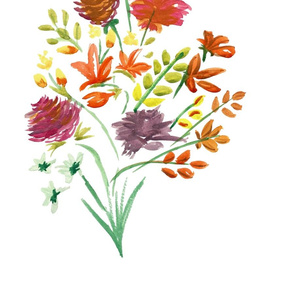 Watercolor Flowers White Background