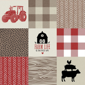 farm life patchwork - red, brown and tan