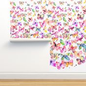 Butterflies watercolor gradation Multicolor Rainbow Jumbo Large Pink
