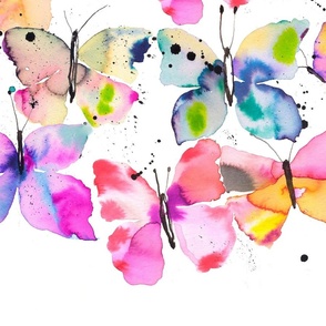 Butterflies watercolor gradation Multicolor Rainbow Jumbo Large Pink