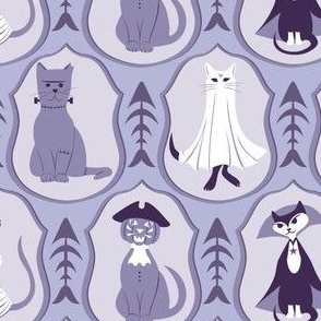 Halloween Cats Frames Purple Monochrome
