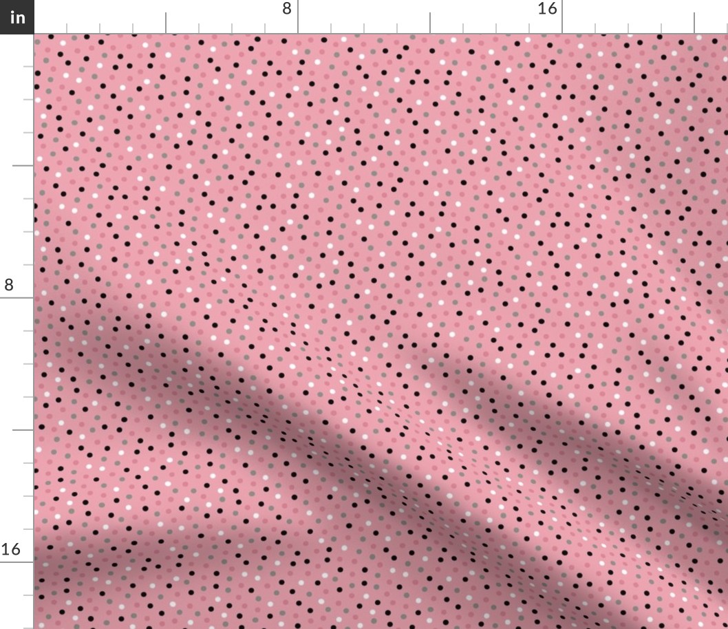 Monochrome Confetti Dots on Pink