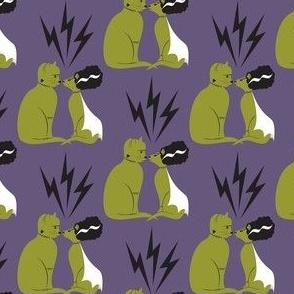 Frankenstein Cats in Love Purple Small