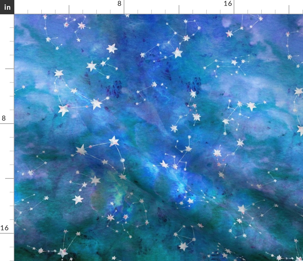Constellations on Purple Galaxy Ombre