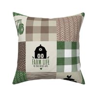 farm life patchwork - green, brown and tan