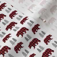 TINY Bears & Trees – Red + Black Plaid Bear Buffalo Plaid Check Woodland Baby Boy Nursery Bedding
