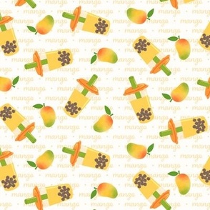 Mango Bubble Tea on Light Background