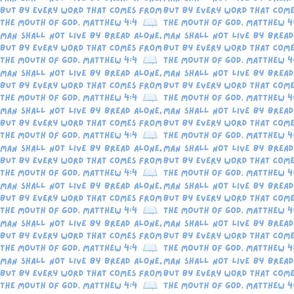 Matthew 4:4 (blue on white)