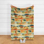 magical waves - multicolor abstract curves  - vintage colors (L)