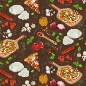 Making Pizza , Pizza Oven, Dark Brown - Medium Scale