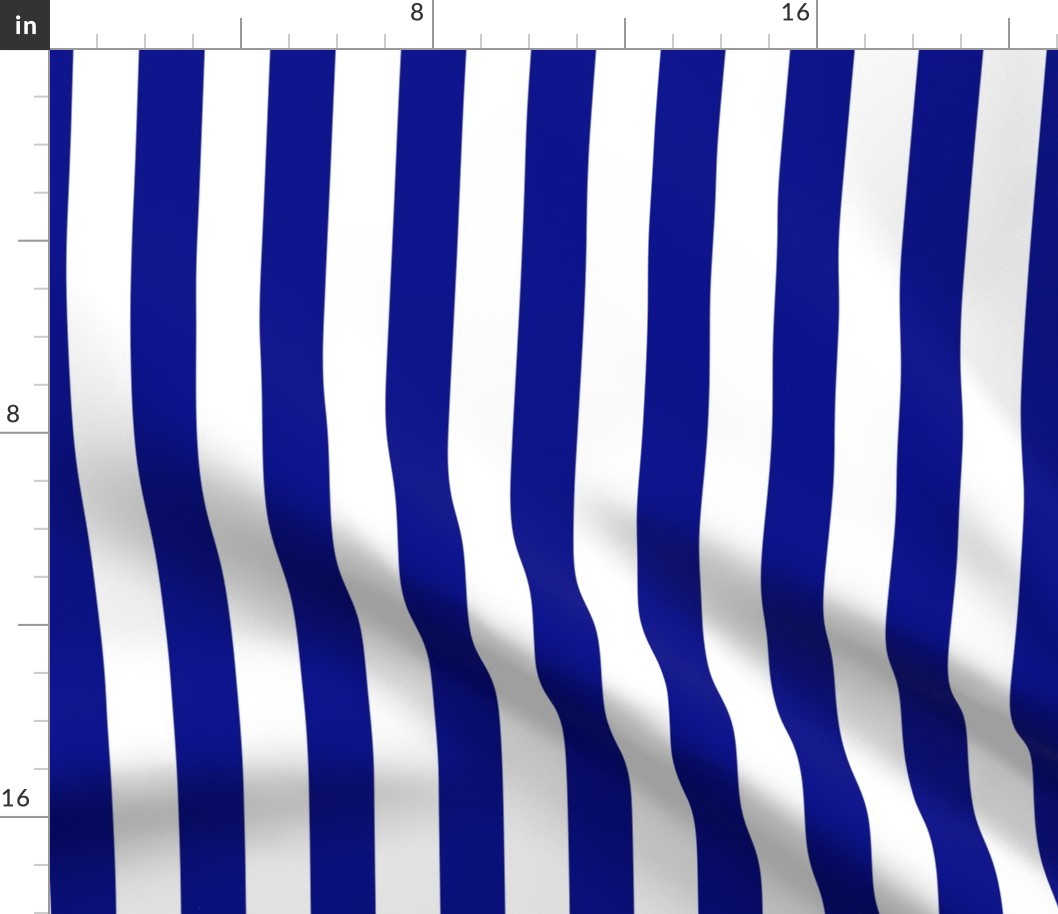 Large Navy Blue Awning Stripe Pattern Vertical in White