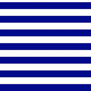 Navy Blue Awning Stripe Pattern Horizontal in White