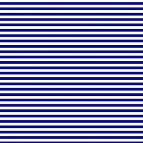 Small Navy Blue Bengal Stripe Pattern Horizontal in White