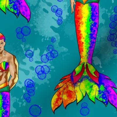 Rainbow Seashell Pride Merman Large LGBTQIA