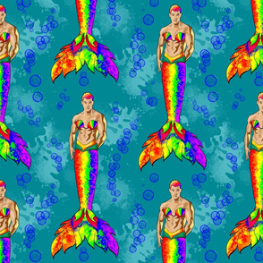 Rainbow Seashell Pride Merman Large LGBTQIA