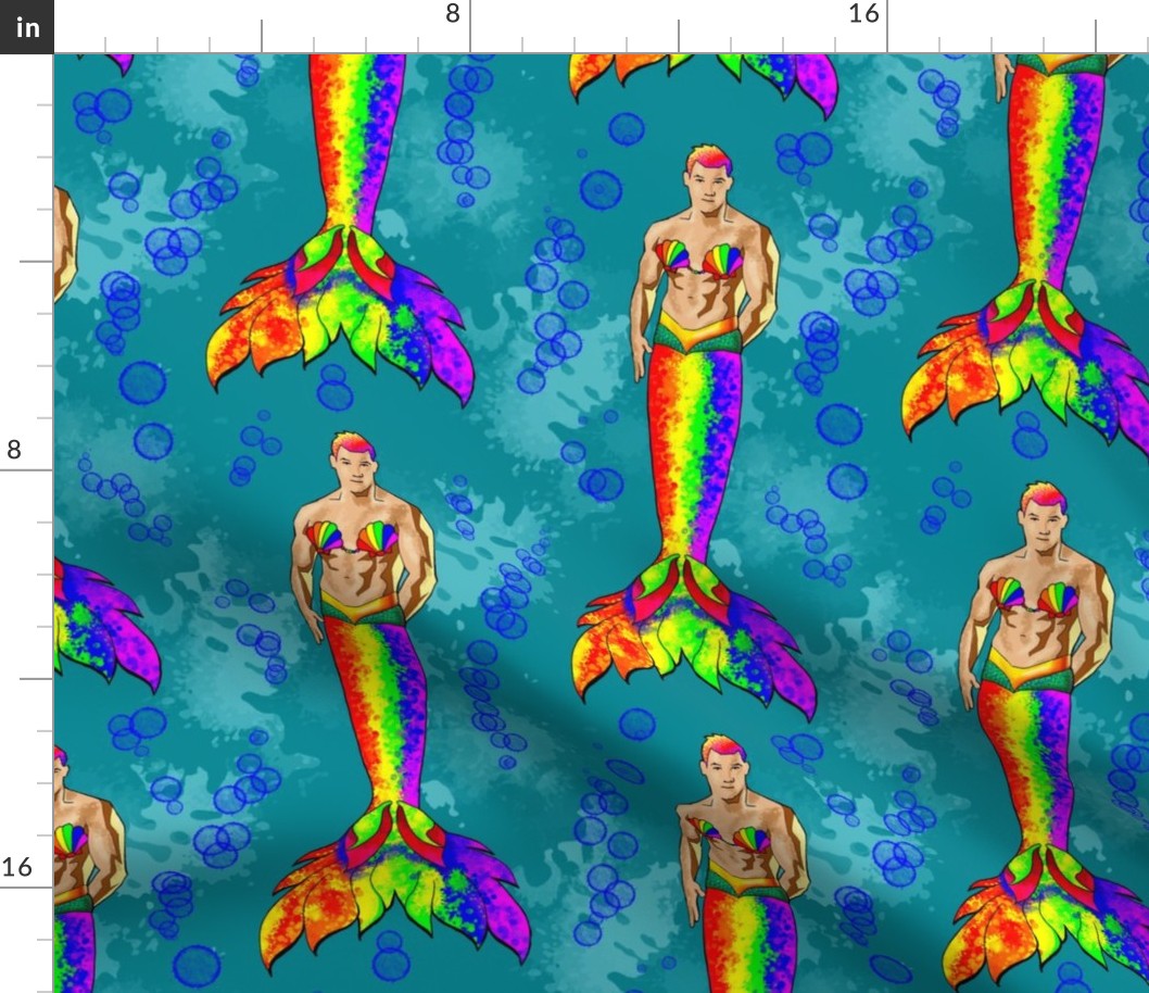 Rainbow Seashell Pride Merman Large LGBTQIA