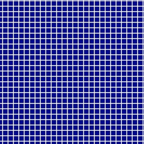 Small Grid Pattern - Navy Blue and White