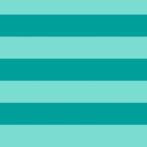 Large Turquoise Awning Stripe Pattern Horizontal in Deep Turquoise