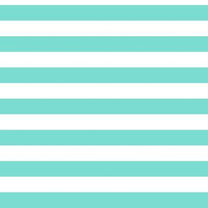 Turquoise Awning Stripe Pattern Horizontal in White