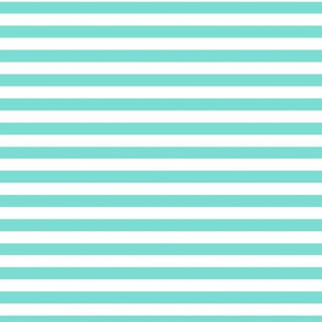 Turquoise Bengal Stripe Pattern Horizontal in White