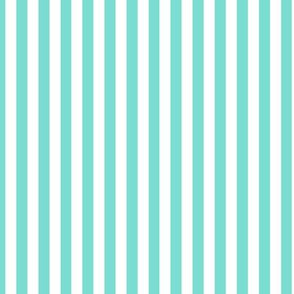 Turquoise Bengal Stripe Pattern Vertical in White