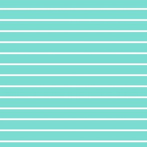 Turquoise Pin Stripe Pattern Horizontal in White