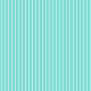 Small Turquoise Pin Stripe Pattern Vertical in White