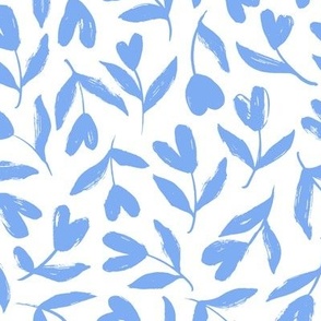 Heart flowers (blue on white)