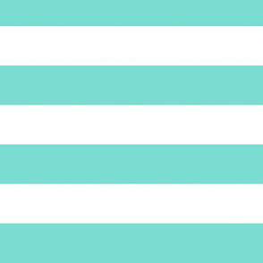 Large Turquoise Awning Stripe Pattern Horizontal in White