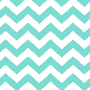 Chevron Pattern - Turquoise and White