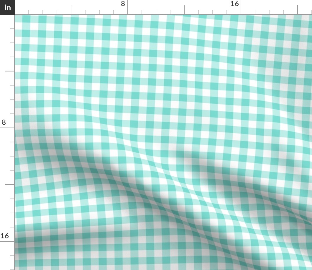 Gingham Pattern - Turquoise and White