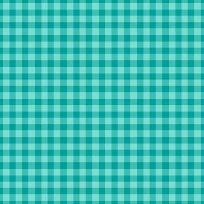 Small Gingham Pattern - Turquoise and Deep Turquoise