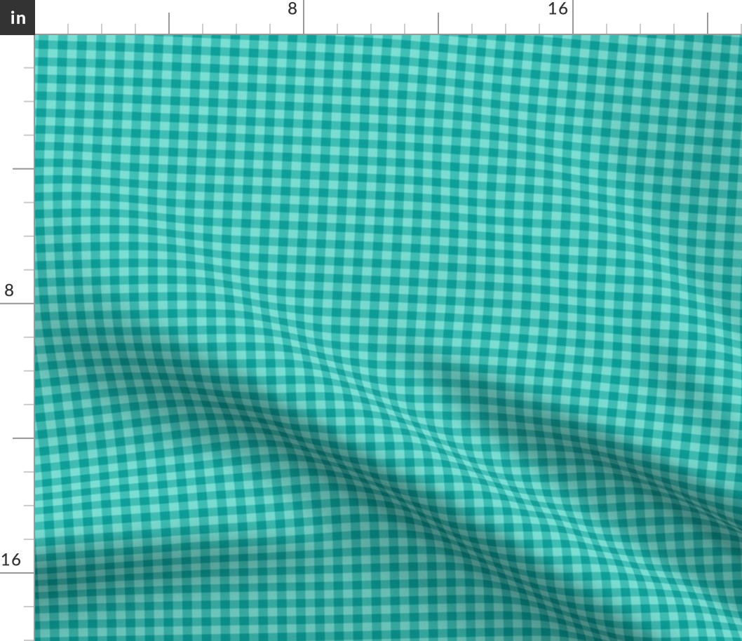 Small Gingham Pattern - Turquoise and Deep Turquoise