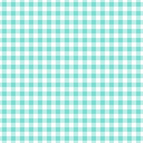 Small Gingham Pattern - Turquoise and White