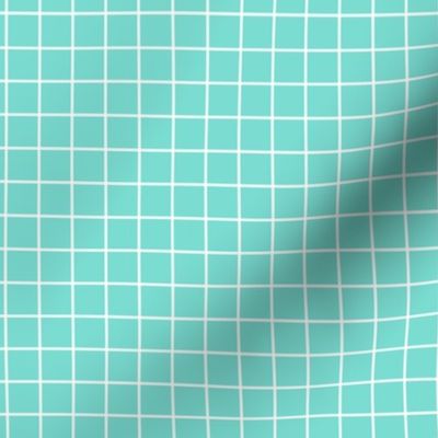 Grid Pattern - Turquoise and White