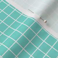 Grid Pattern - Turquoise and White