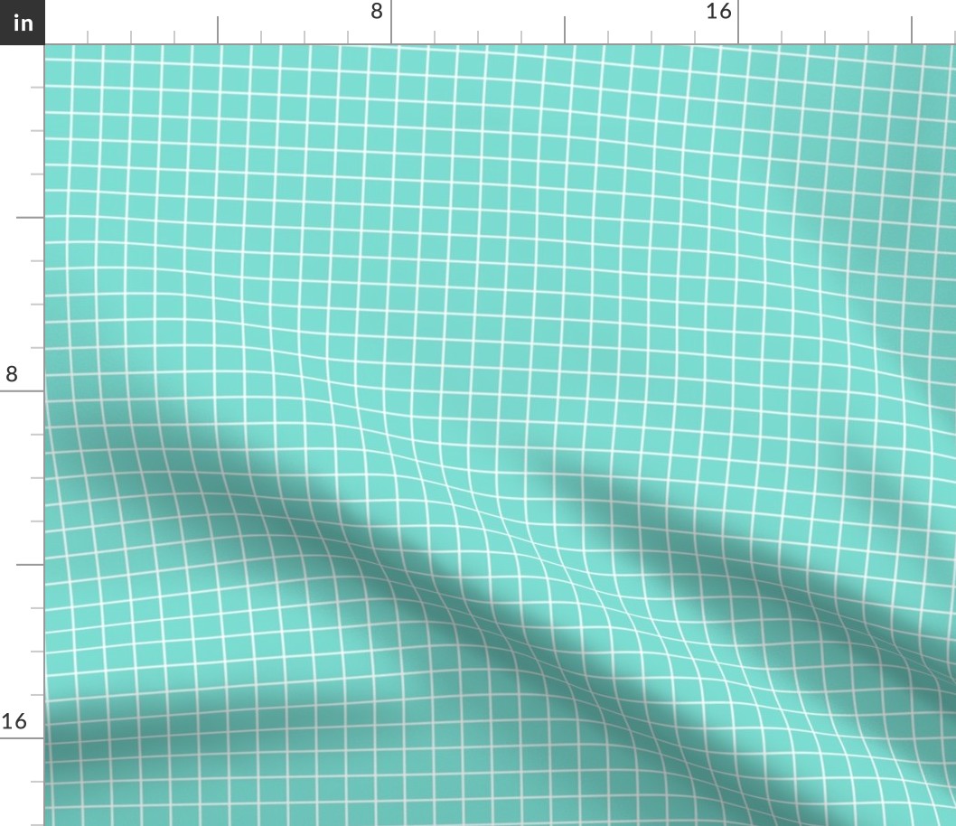 Grid Pattern - Turquoise and White