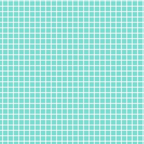 Small Grid Pattern - Turquoise and White