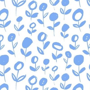 Abstract flowers (blue on white)