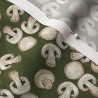Mushrooms on Dark Green, Sliced Fungi