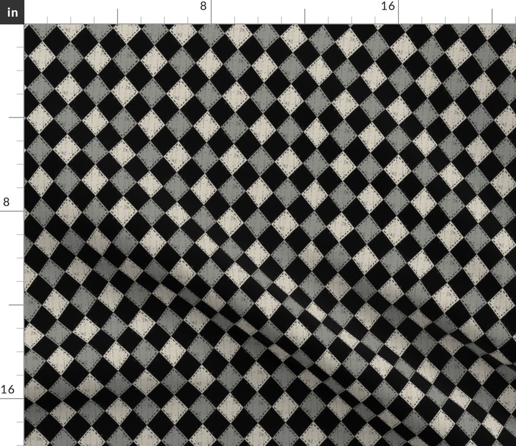 Checkered Diamond Gray on Black 