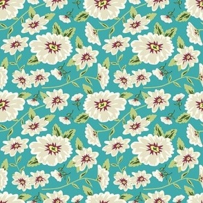Floral Beauty Turquoise Teal Small 4