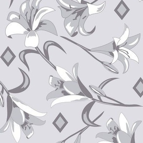 Lilies Gray on Gray Large 12"