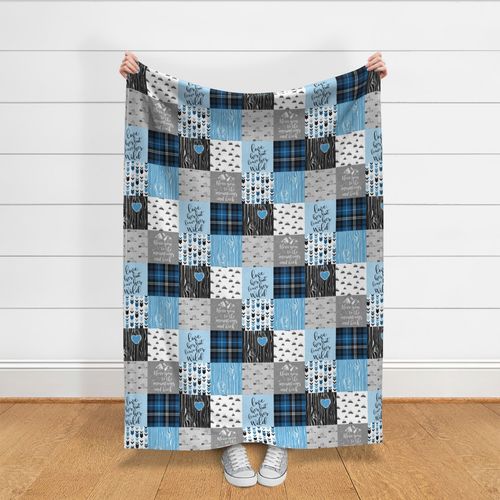 Love her but leave her wild//Blues - Wholecloth Cheater Quilt