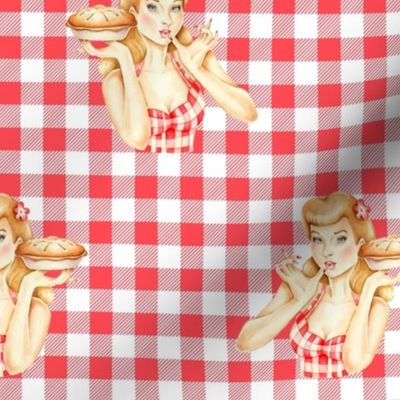 Red Gingham Pin Up Pie Girl