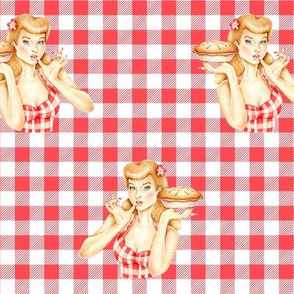 Red Gingham Pin Up Pie Girl